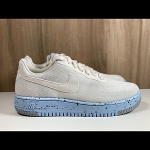 Nike Air Force 1 AF1 Crater FlyKnit DC7273-100 Pure Platinum Size W 8, M 6.5